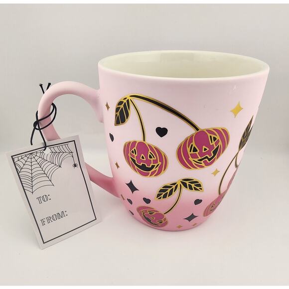 Cobwebs & Cauldrons Halloween Mug Pink Jack O Lantern Spooky Summerween - Picture 2 of 4